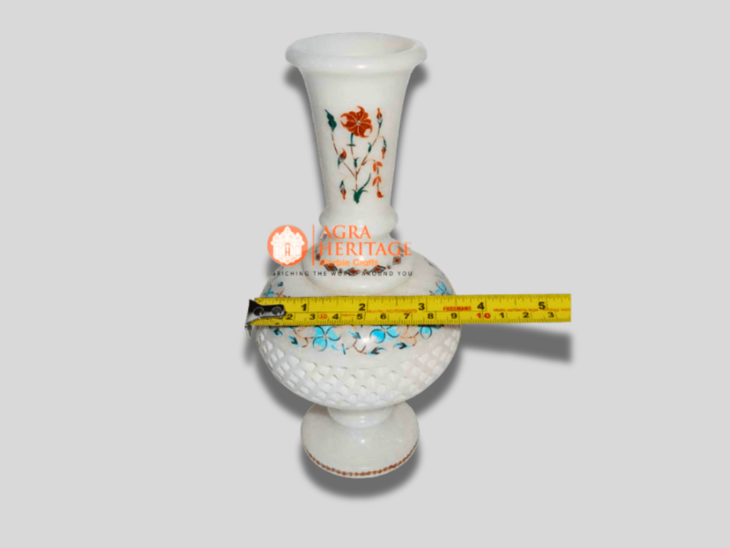 Marble Filigree Design Inlay Vase Floral Marquetry Arts Gift